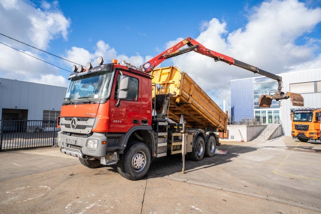 Mercedes-Benz ACTROS 3344 AK-MP3 + HMF1643 Z2, Autos, Rouge, Achat, Entreprise, Air conditionné
