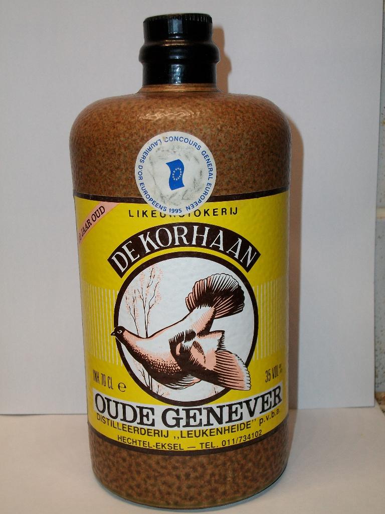 DE  KORHAAN     OUDE  GENEVER, Verzamelen, Wijnen, Zo goed als nieuw, Overige typen, Overige gebieden, Vol, Ophalen