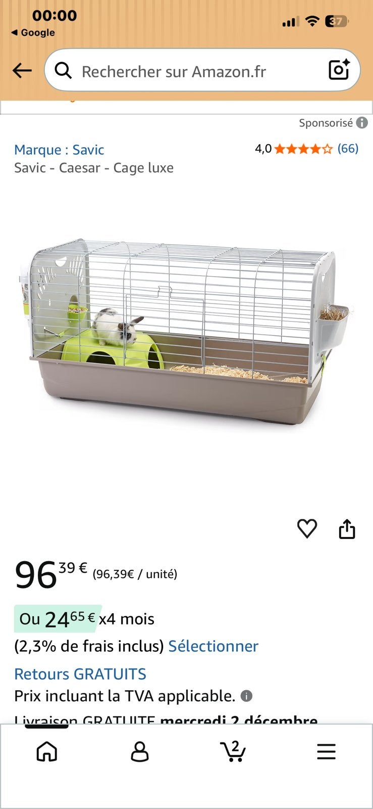 Cage pour lapin, Animaux & Accessoires, Enlèvement, Comme neuf, Cage, Lapin