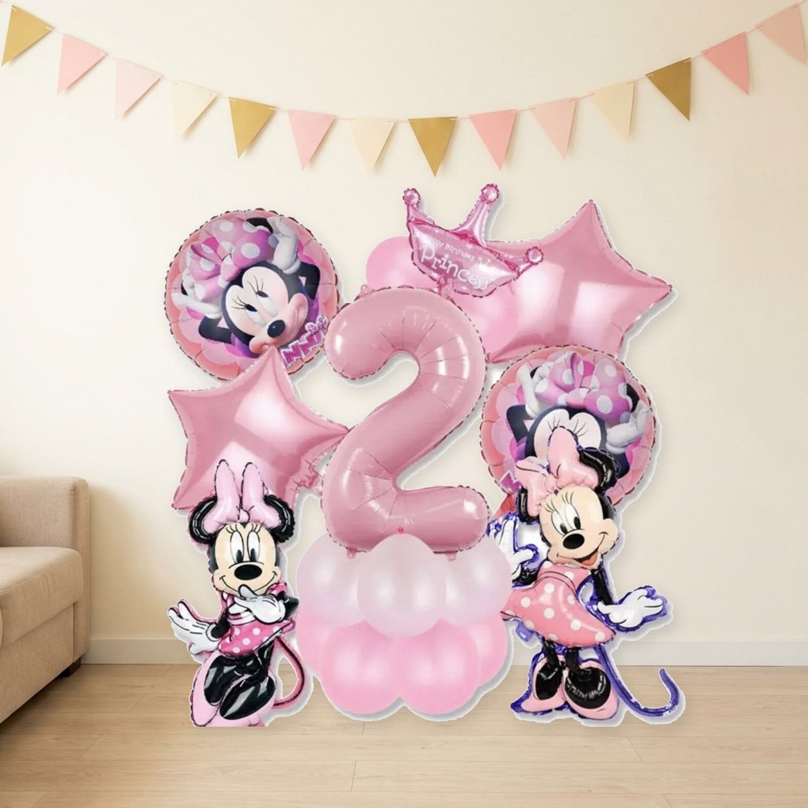 Minnie Mouse Verjaardagsballonnen Set 18 Stuks met Cijferbal, Ophalen of Verzenden, Nieuw