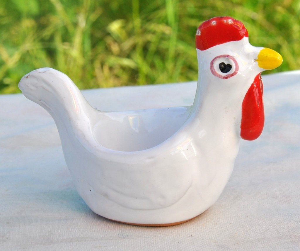 coquetier poule terre cuite émaillée, Antiquités & Art, Enlèvement ou Envoi