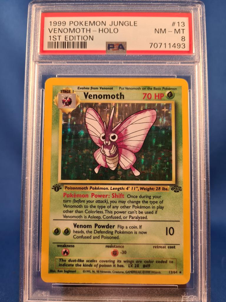 Venomoth 13/64 - Jungle (1st edition) (PSA 8), Envoi, Utilisé