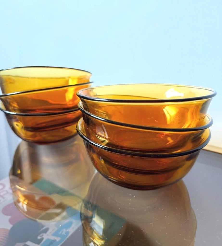 Vintage amberkleurige dessertkommetjes, Ophalen of Verzenden