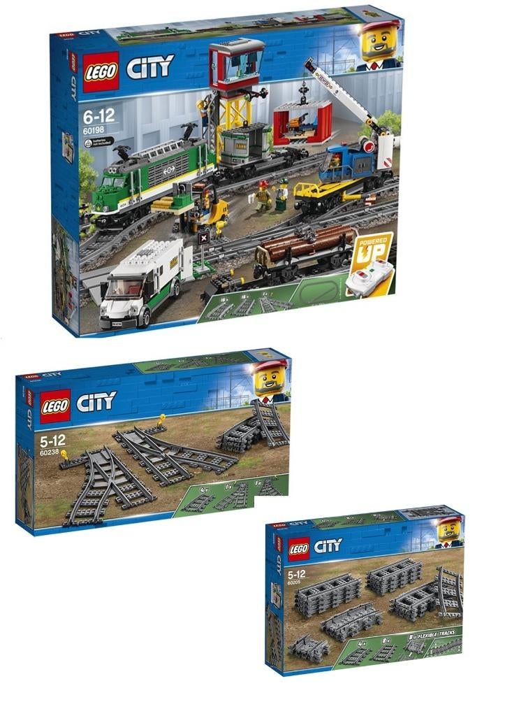 Vrachtrein met extra wissels en sporen, Neuf, City, Non ouvert/scellé, Lego