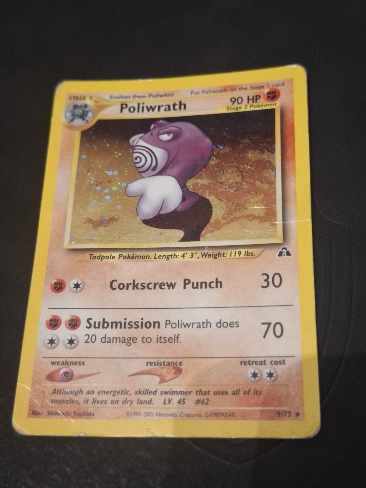 Poliwrath Holo 9/75 – Neo Discovery (2001) – Played / Vintag, Ophalen of Verzenden