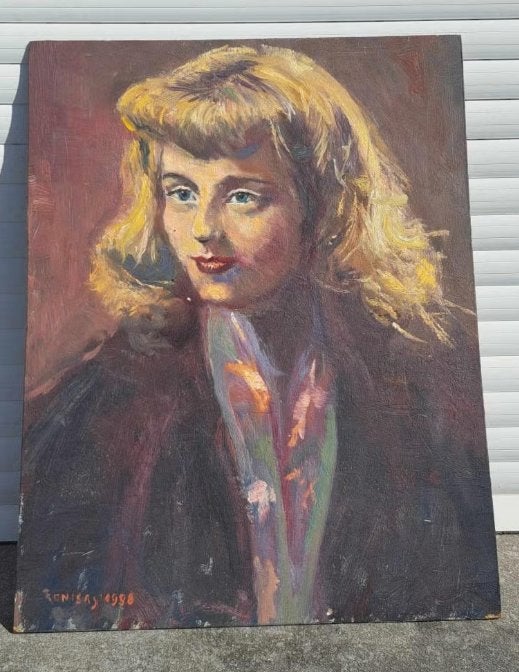 huile sur panneau soeur de artiste signe tony reniers, Ophalen of Verzenden, Paneel