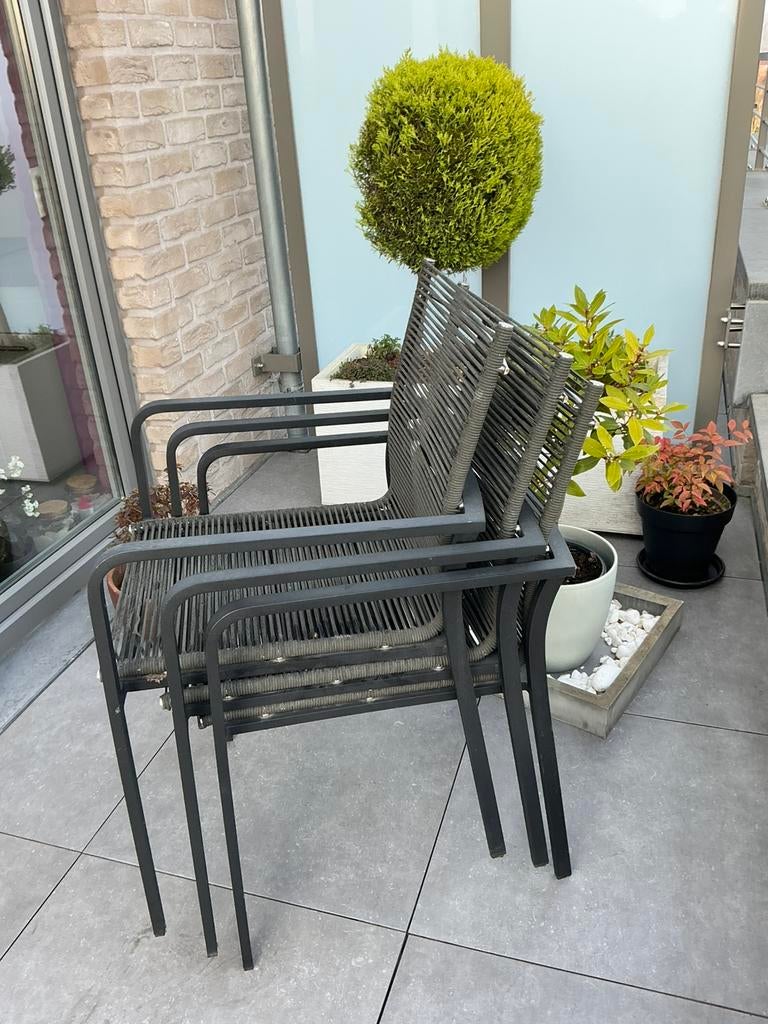 4 chaises empilables, Tuin en Terras, Ophalen, Gebruikt, Aluminium, Stapelbaar