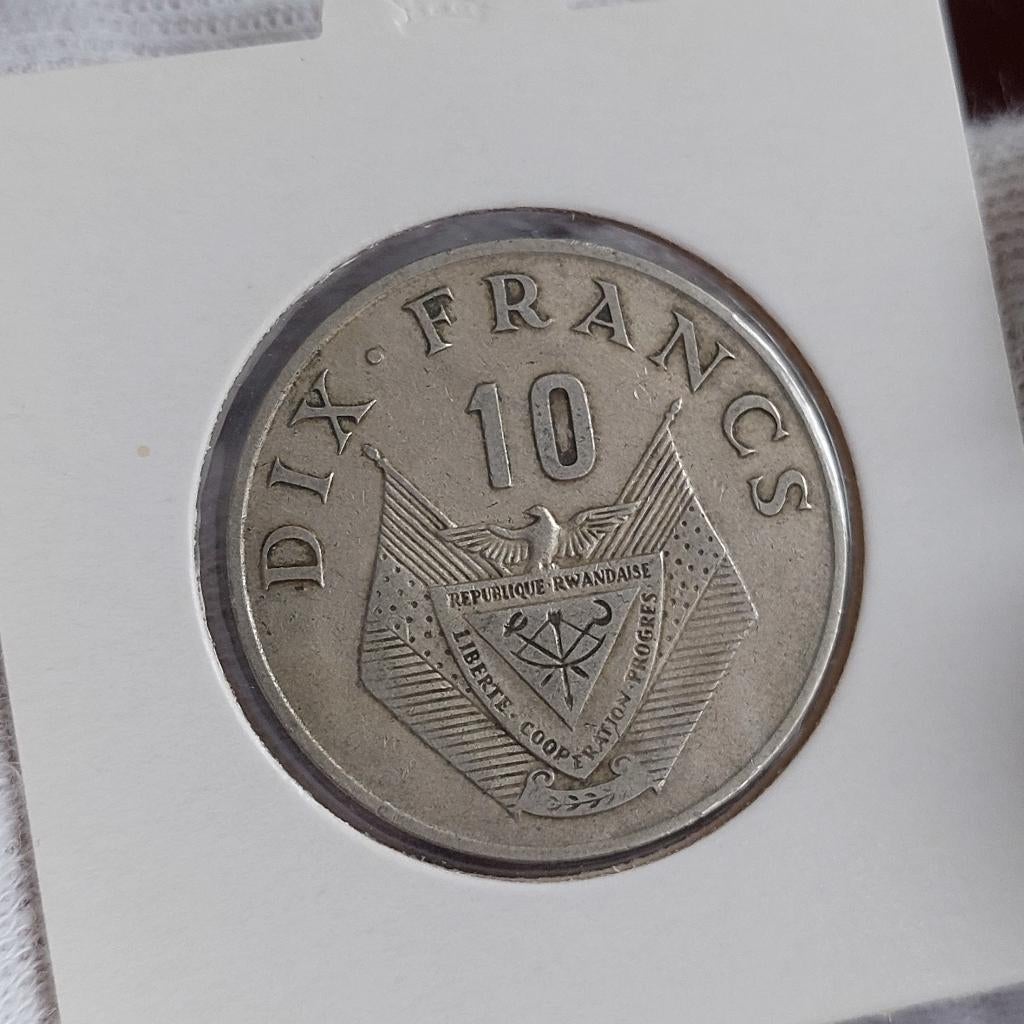 Munt / Rwanda / 10 frank / 1974, Ophalen of Verzenden, Losse munt