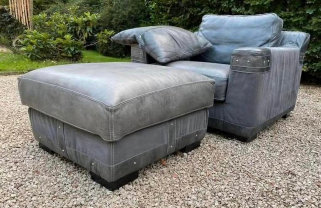 OPRUIMING! HUNTER -L’Ancora FAUTEUIL + HOCKER, Maison & Meubles, Canapés | Repose-pieds & Poufs, Utilisé, Enlèvement