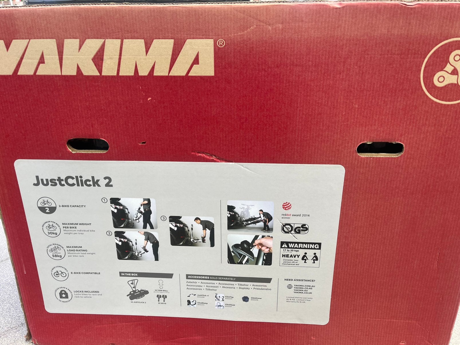 Fietsdrager Justclick 2 Nieuw in doos, Ophalen, 2 fietsen, Nieuw, Fietsendrager-accessoire