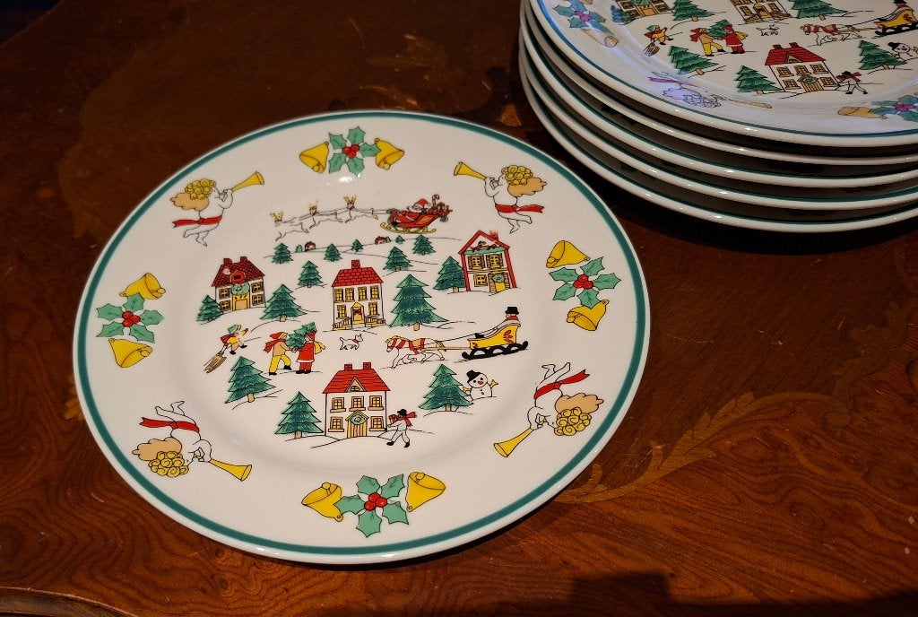 Vintage dessertbordjes Jameston Kun-Lun The joy of Christmas, Maison & Meubles, Assiettes(s), Enlèvement ou Envoi, Vintage, Comme neuf