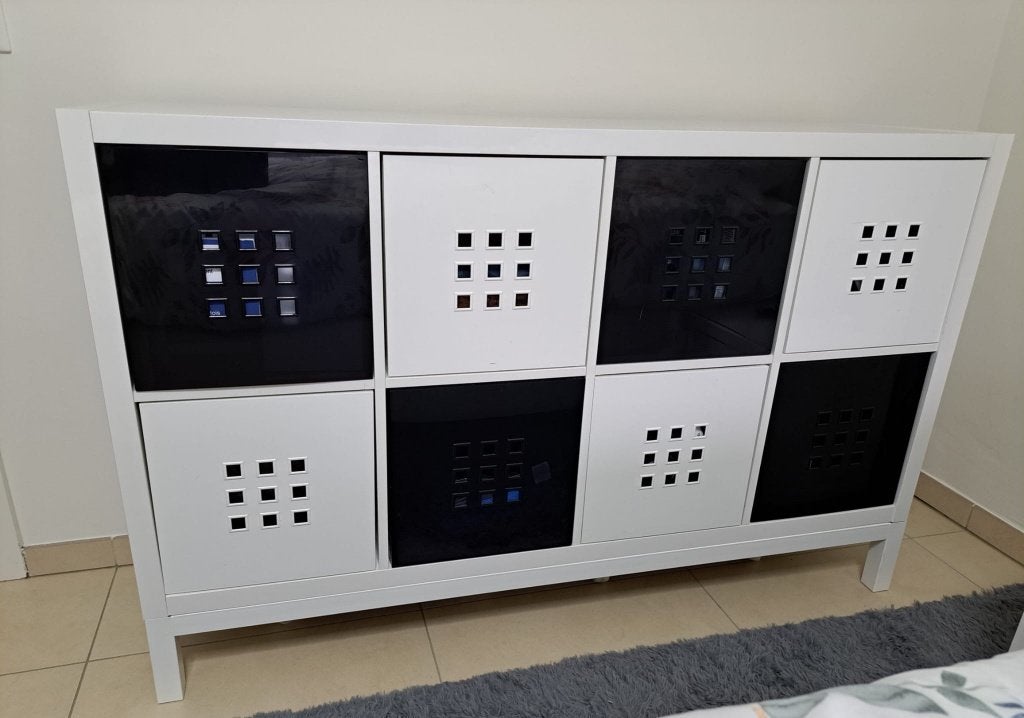 KALLAX version buffet blanc brillant avec 8 casiers Leekman, Enlèvement, Comme neuf