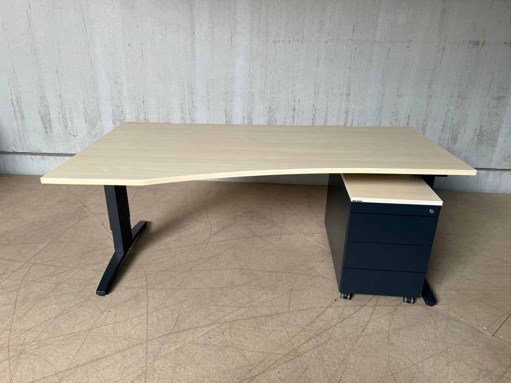 Wing Bureau TDS 180x100/80 cm | Hoogte Instelbaar, Huis en Inrichting, Bureaus, Ophalen, Gebruikt, Hoekbureau, Grijs