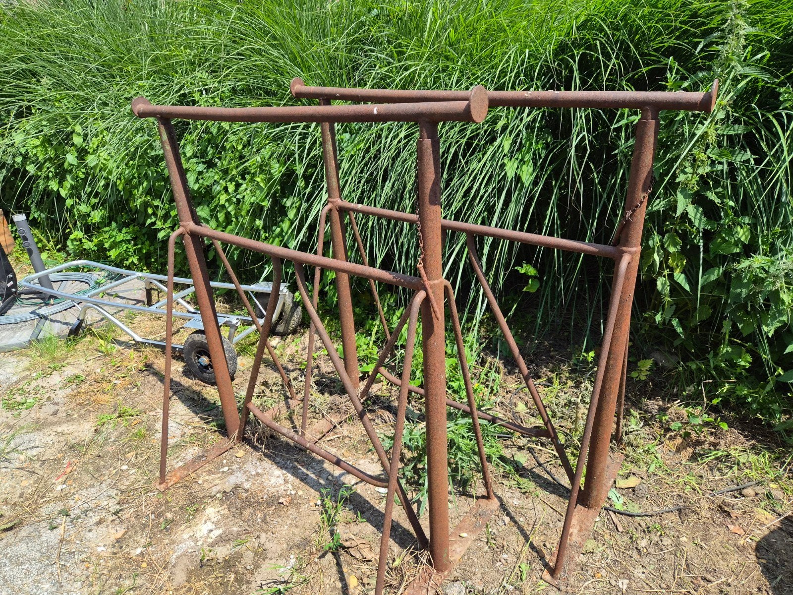 Antieke metalen schragen bokken. Loft decor industrieel, Ophalen of Verzenden