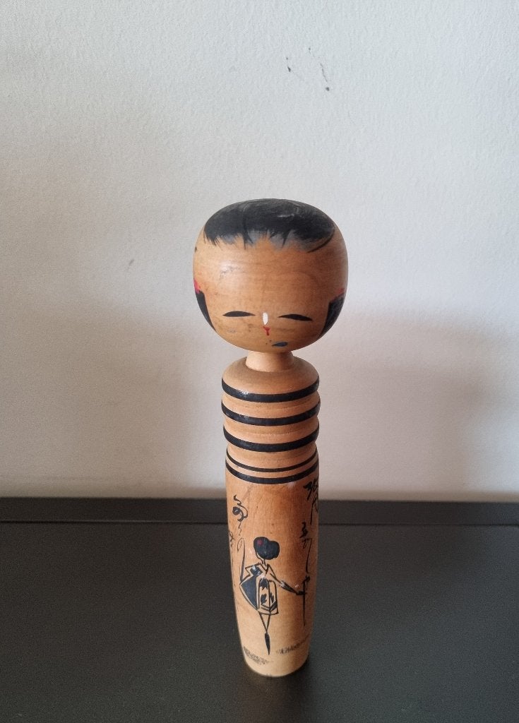 Mooie Poëzie Kokeshi, Antiek en Kunst, Kunst | Niet-Westerse kunst, Pop, Japan, Hout, Meerkleurig, Geschilderd, Handgemaakt, Versierd