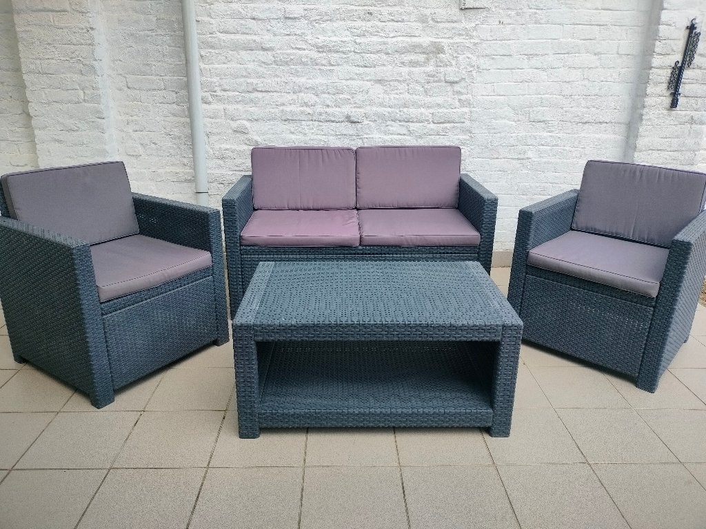 Rieten tuinmeubelset, Ophalen, 4 zitplaatsen, Gebruikt, Bank