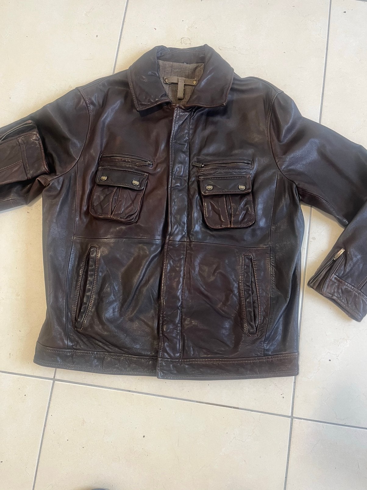 Trapper jas van leer-size 54, Ophalen, Zo goed als nieuw, Overige maten, Bruin