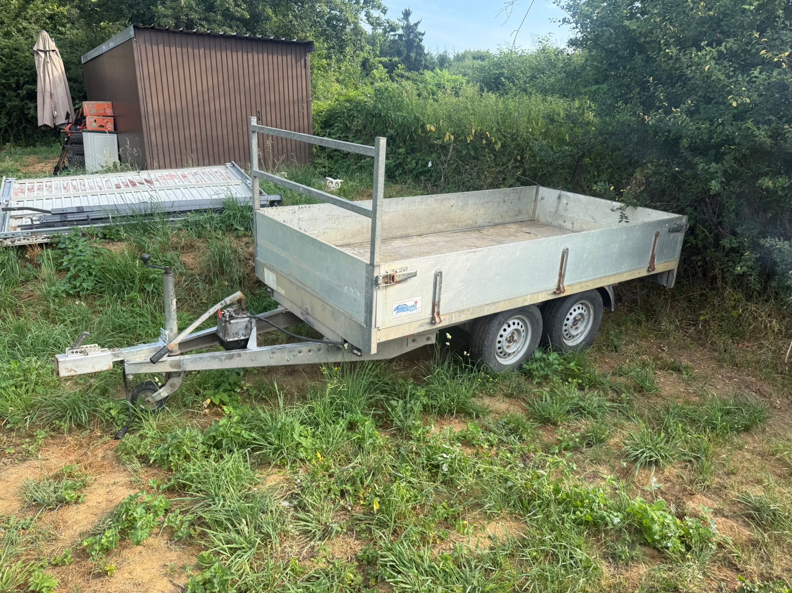 Remorque basculante 3,00 m sur 1,50 m, Jardin & Terrasse, Enlèvement, Comme neuf
