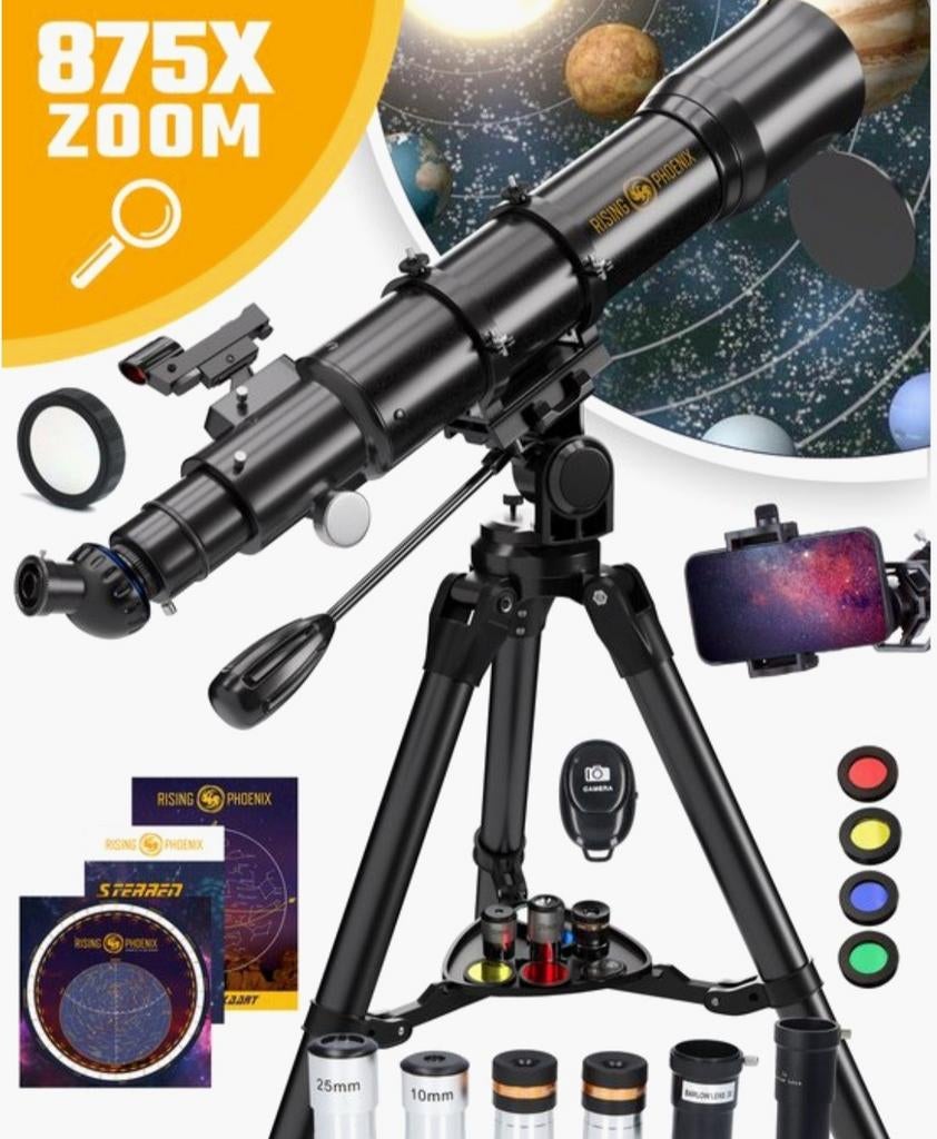Telescoop  Rising-phoenix, TV, Hi-fi & Vidéo, Matériel d'optique | Télescopes, Enlèvement, Comme neuf, Télescope réfracteur (lentilles)