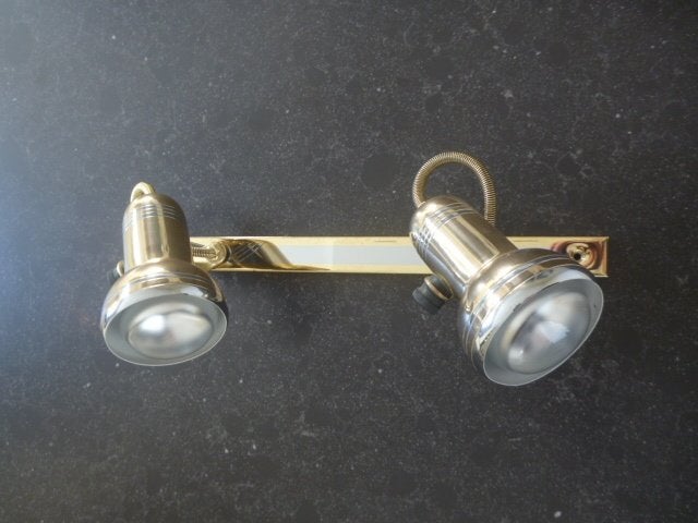 Spot langwerpig 40cm goudkleurig - 2 lampen, Maison & Meubles, Enlèvement ou Envoi, Comme neuf, E27 (grand), Compatible montage au plafond