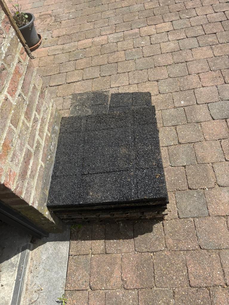 Rubberen tegels 50x50, Tuin en Terras, Ophalen, Zo goed als nieuw