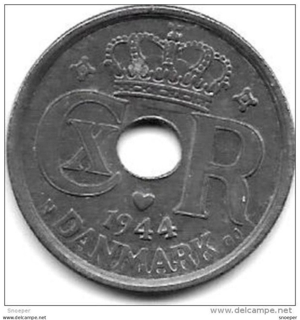 denmark 25 ore 1944 km 823.2a xf+ !, Verzenden, Overige landen, Losse munt