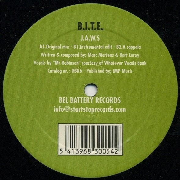 B.I.T.E. - J.A.W.S., Enlèvement ou Envoi, Comme neuf, 12 pouces, House