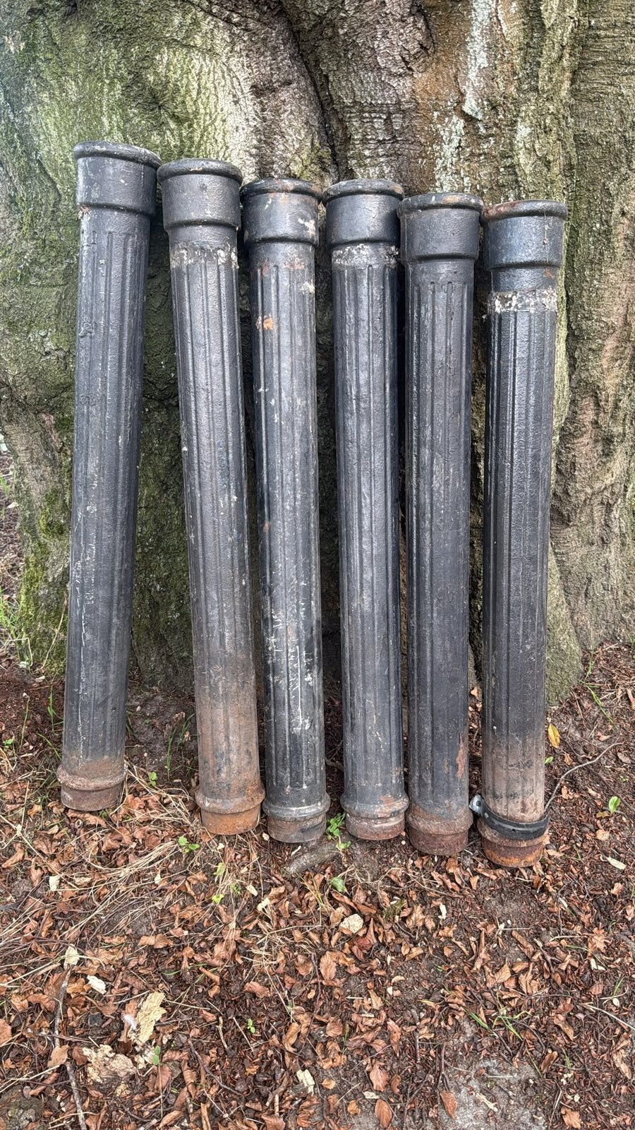 6 oude gietijzeren standpijpen / regenpijpen – antiek, Doe-het-zelf en Bouw, Ophalen, Zo goed als nieuw