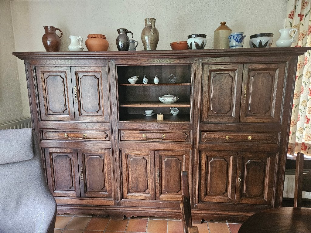 complete rustieke eiken eetkamer, Ophalen, Gebruikt, Rustiek, 4 tot 6 stoelen