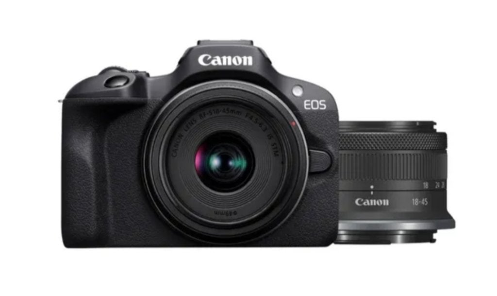 Canon EOS R100 + RF-S 18-45mm f/4.5-6.3 IS STM, TV, Hi-fi & Vidéo, Batterie, Enlèvement ou Envoi, Canon, 4 à 7 fois