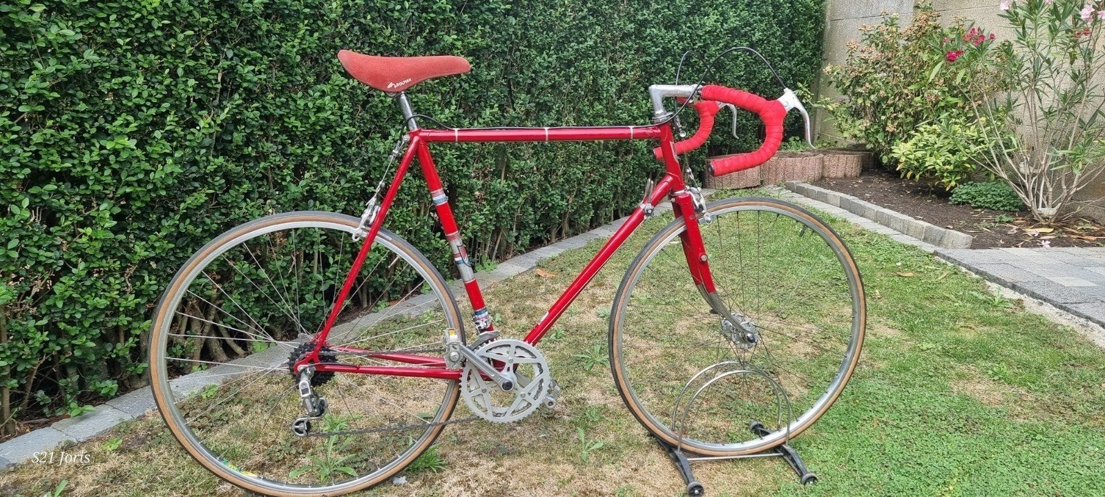 retro koersfiets Viscount, rood, 60cm,, Fietsen en Brommers, Gebruikt, Velgrem, Versnellingen, 57 tot 61 cm