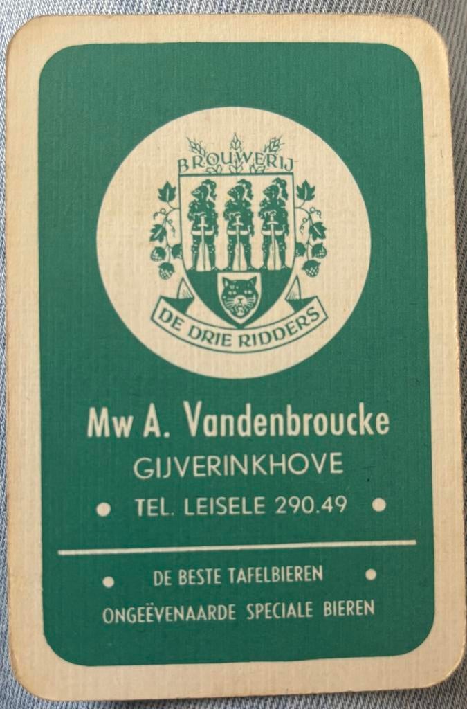 Oude speelkaart brouwerij VANDENBROUCKE te GIJVERINKHOVE, Ophalen of Verzenden, Zo goed als nieuw, Speelkaart(en)
