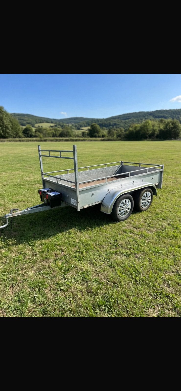 Remorque Double Essieux 250x130 + Bâche + Coffre + Sangles, Enlèvement, Comme neuf