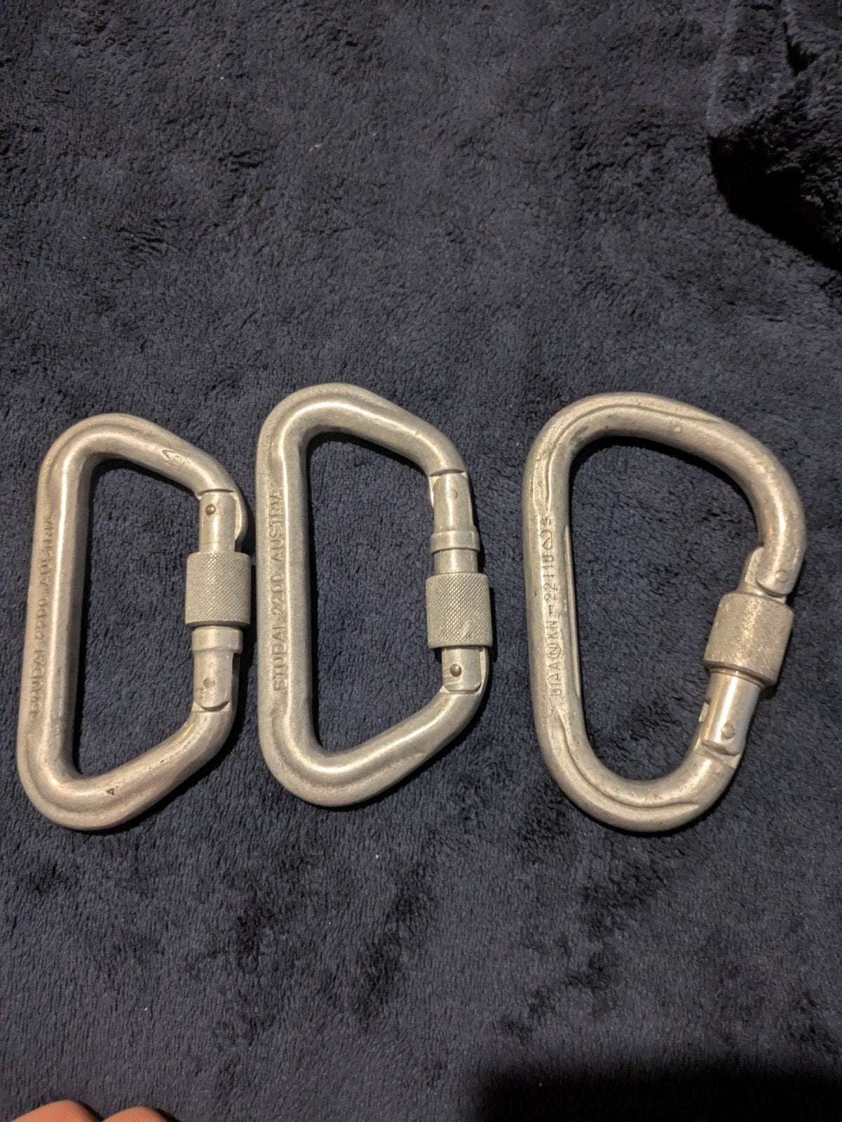 3 aluminium musketons, Sports & Fitness, Enlèvement ou Envoi, Utilisé, Accessoire d'escalade