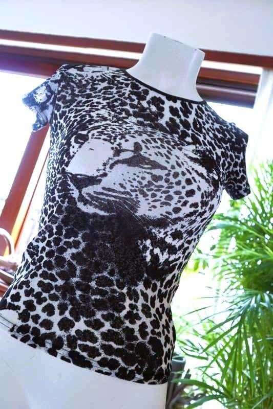 origineel stretch tijger top T-shirt, Manches courtes, Enlèvement ou Envoi, Taille 36 (S), Rectangle Blanc Paris