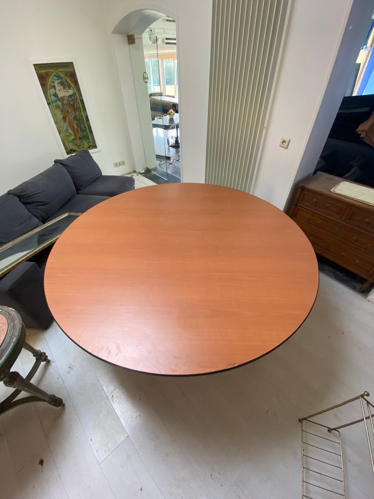 Grote opvouwbare ronde tafel, Ophalen, Overige materialen, 150 tot 200 cm, Rond