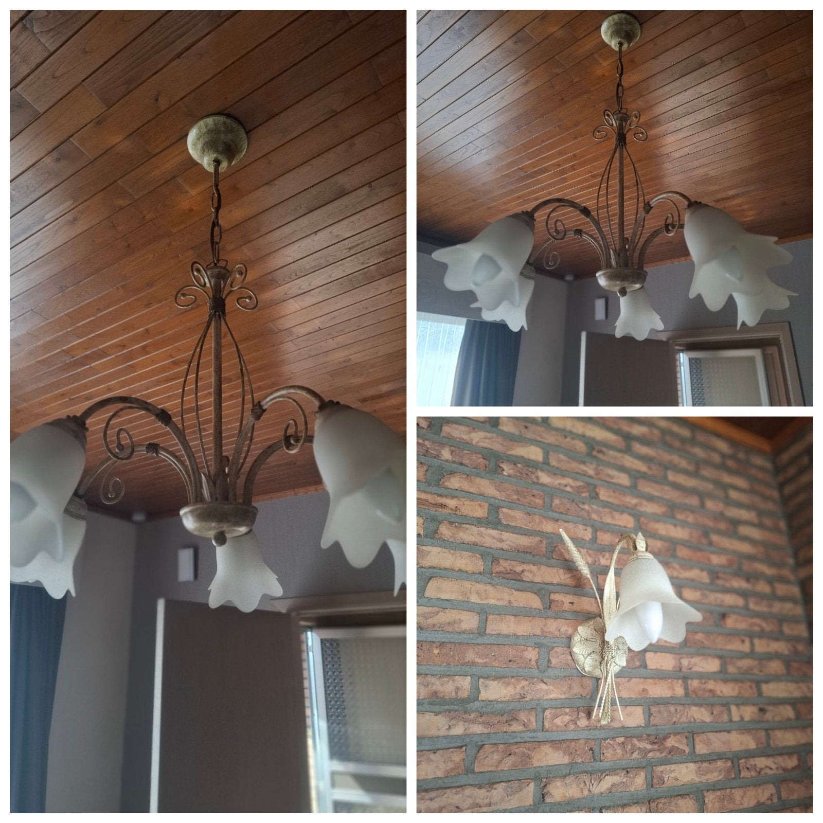 2 hanglampen en 1 wandlamp, Huis en Inrichting, Lampen | Kroonluchters, Ophalen