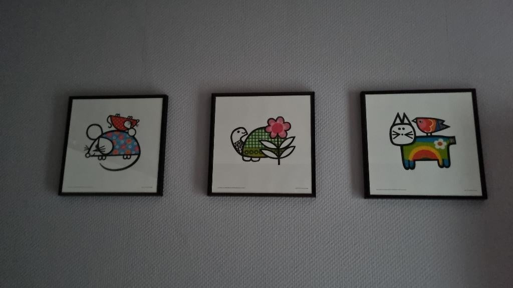 3 kaders met poster, Huis en Inrichting, Woonaccessoires | Lijsten, Ophalen, Zo goed als nieuw
