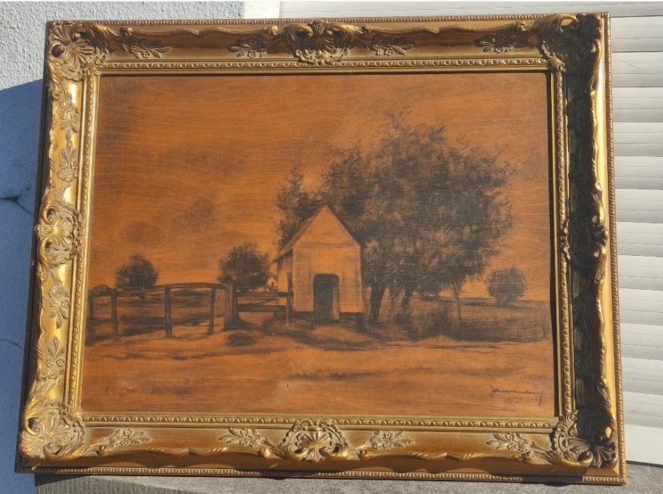 Fusain sur panneau signe Jacobus van looy, Antiquités & Art, Enlèvement ou Envoi