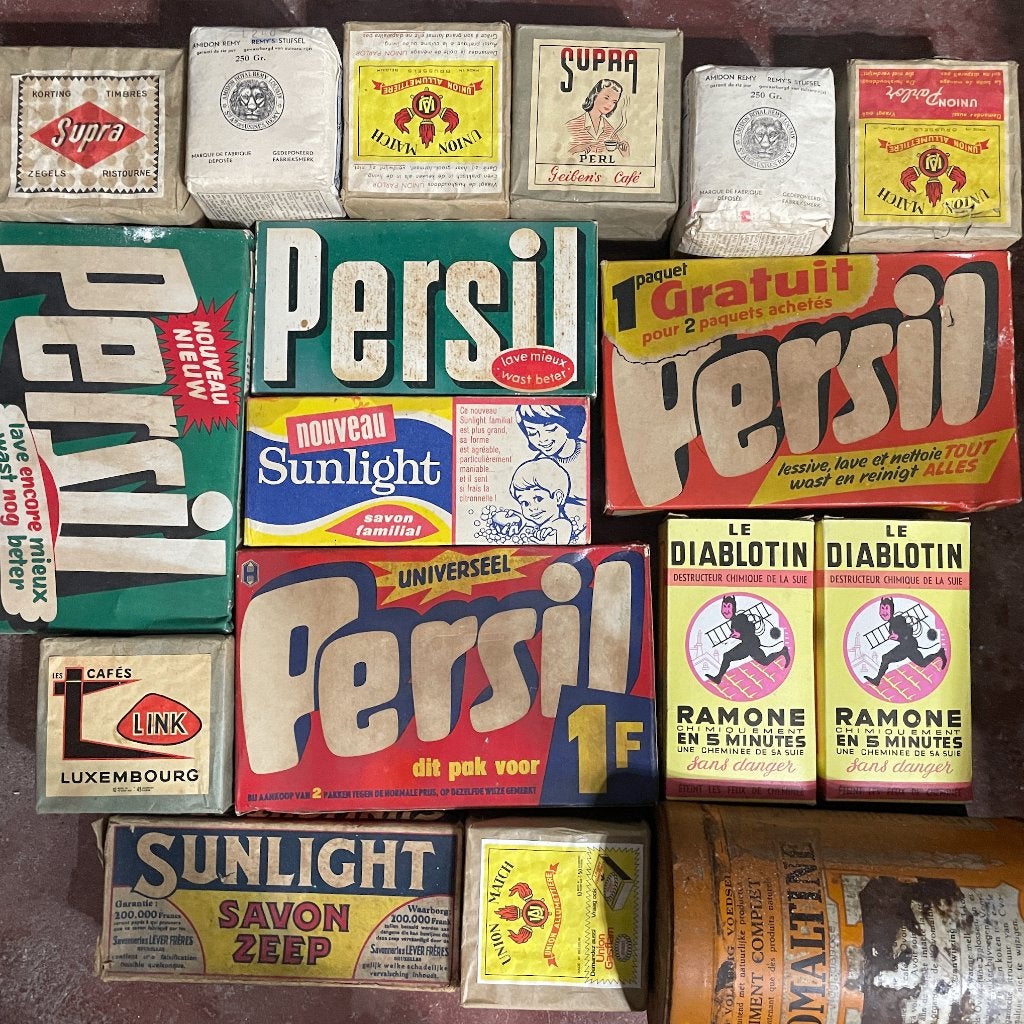 Lot ancient produits Persil Sunlight Union Match Amidon, Verzamelen, Ophalen of Verzenden, Nieuw, Verpakking