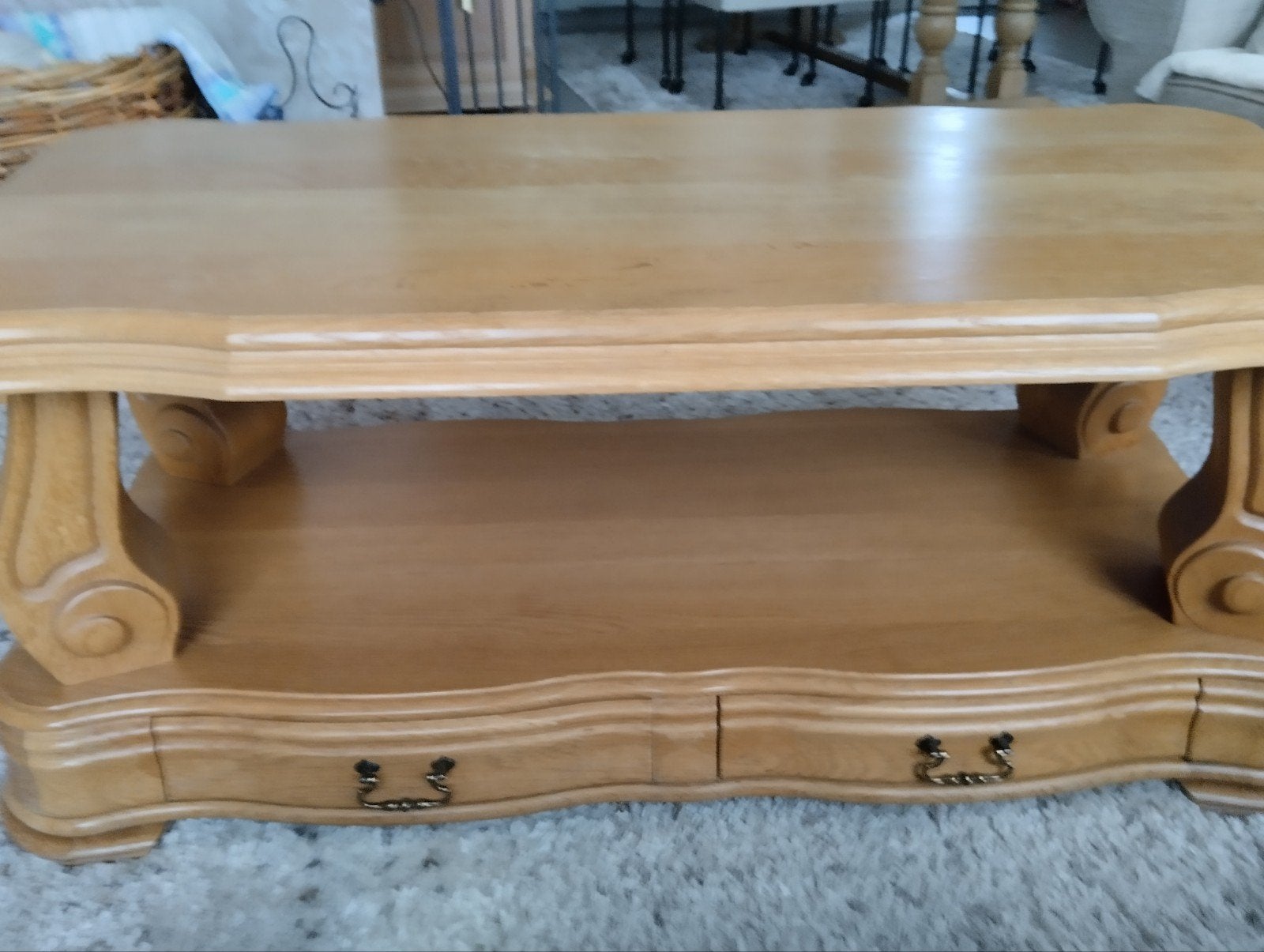 salontafel met twee schuifjes in eik, Huis en Inrichting, Ophalen, Franse eik, Eikenhout, 50 tot 100 cm