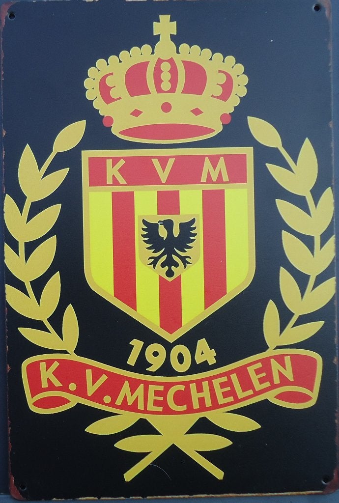 2 Retro wandplaten voetbalclub K.V. Mechelen, Ophalen of Verzenden, Zo goed als nieuw, Poster, Plaatje of Sticker