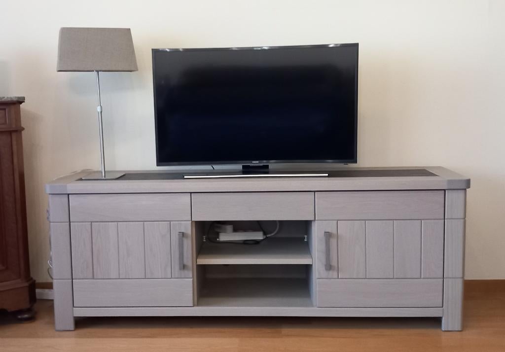 Tv-meubel - grijs/licht taupe - Zo goed als nieuw, Huis en Inrichting, Kasten |Televisiemeubels, Zo goed als nieuw, Eikenhout