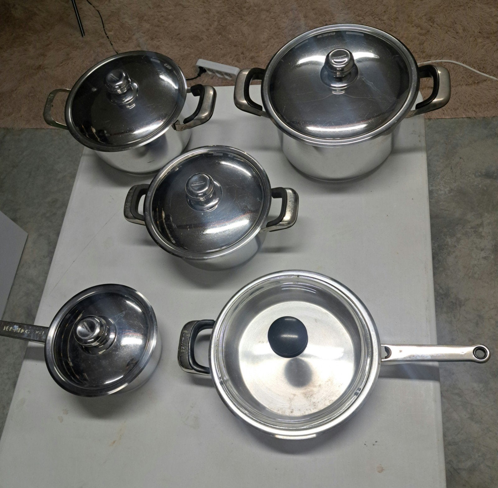 Demeyere kookpottenset 5-delig, RVS 18/10, Made in Belgium, Met deksel, Ophalen, Braadpan, Demeyere