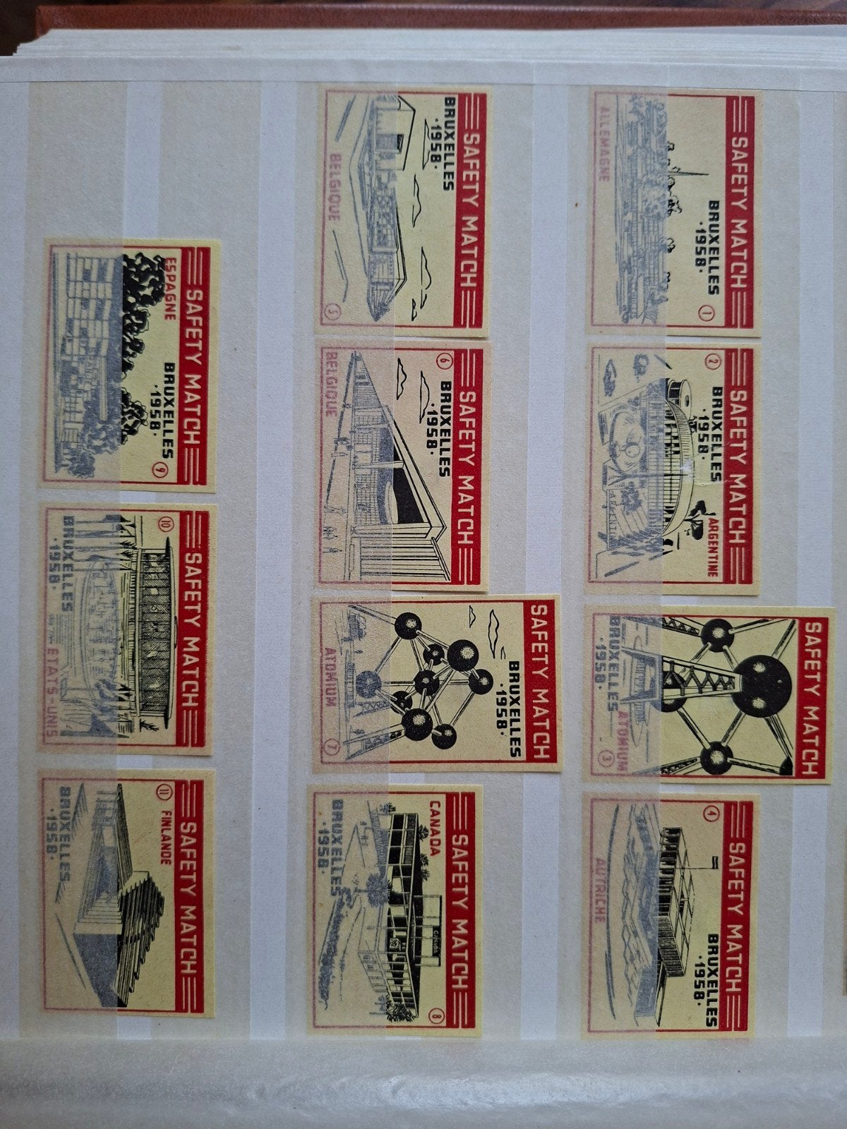 Reeks luciferetiketten Expo 58 paviljoenen, Ophalen of Verzenden