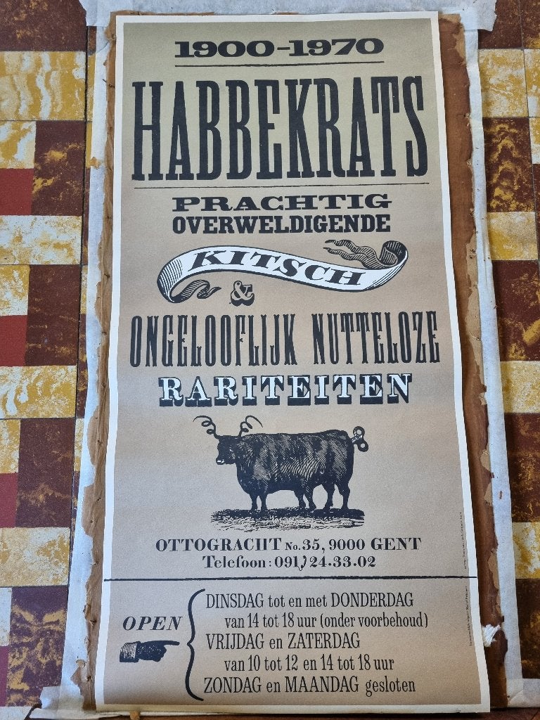 Vintage poster Gent winkel habbekrats 1970, Verzamelen, Posters, Ophalen of Verzenden, Zo goed als nieuw