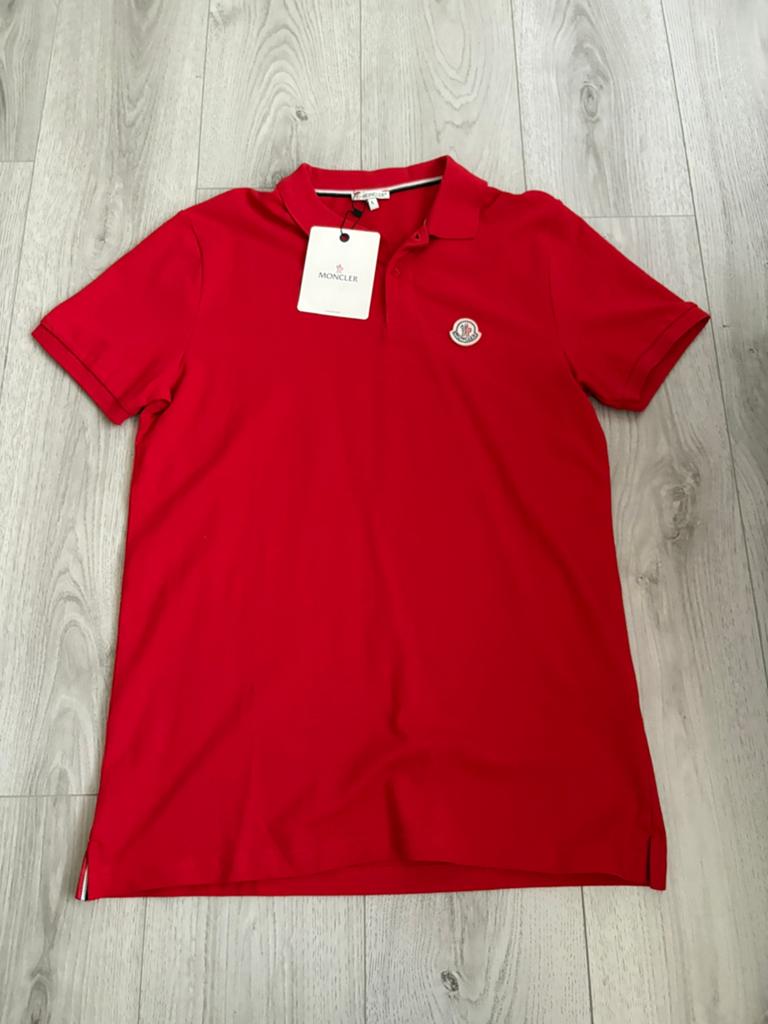 Moncler polo, Kleding | Heren, T-shirts, Ophalen, Zo goed als nieuw, Maat 52/54 (L), Rood