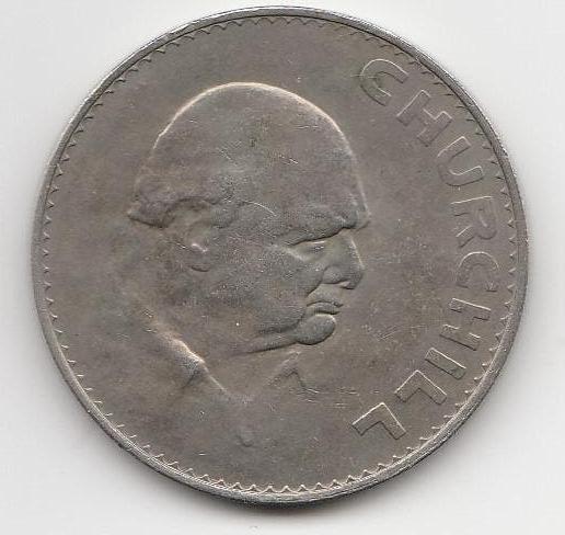 Herdenkingsmunt van Winston Churchill uit 1965, 5 shillings, Postzegels en Munten, Ophalen of Verzenden, Overige landen