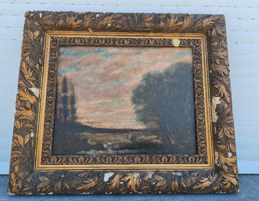 Huile sur toile paysage signe jakob smits, Antiek en Kunst, Kunst | Schilderijen | Klassiek, Ophalen, Landschap, Doek