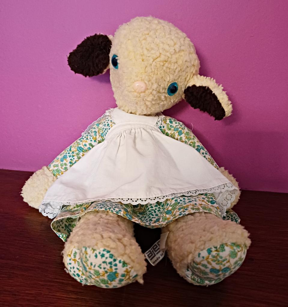 Prachtige vintage Ajena knuffel doudou – lammetje '80/'90, Kinderen en Baby's, Speelgoed | Knuffels en Pluche, Beige, Ophalen of Verzenden